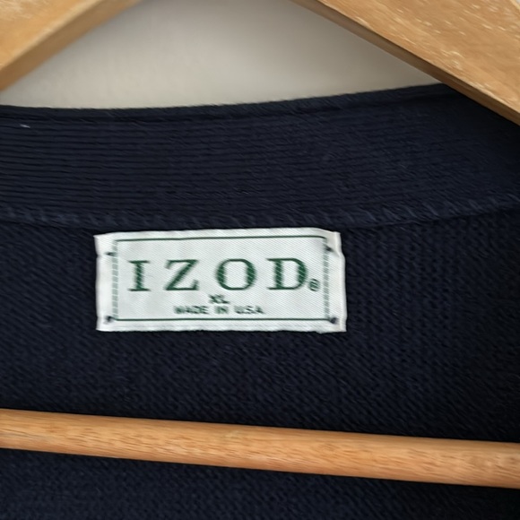 Vintage IZOD Knit Navy Blue Deep V-Neck Grandpa Sweater Cardigan Made In… - Picture 5 of 8